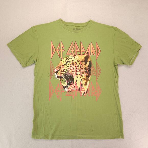 Def Leppard Band Graphic Crew Neck T Shirt Adult Mens Size Large L Green - Picture 2 of 9